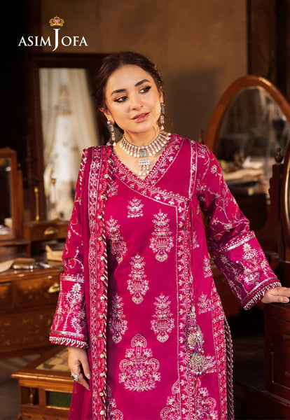 Asim Jofa Embroidered Paper Cotton Suits Unstitched 3 Piece AJ24CE AJCE-03 - Formal Collection