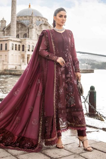 MARIA B WINTER LINEN COLLECTION AUBERGINE DL-1103 – The Zaibai