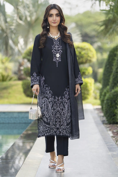 Cotton Canvas by Zaiwa – 3pc Black Cotton Pakistani Designer Suit CCZ9 main image 0
