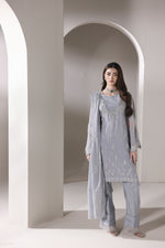 Starstruck by Ain – Silver Zari Chiffon 3pc Dress with Diamante Palazzo SBA2