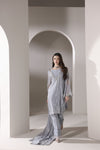 Starstruck by Ain – Silver Zari Chiffon 3pc Dress with Diamante Palazzo SBA2