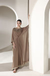 Starstruck by Ain – Mocha Zari Chiffon Embroidered Cape with Crystals SBA6