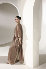Starstruck by Ain – Mocha Zari Chiffon Embroidered Cape with Crystals SBA6