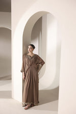 Starstruck by Ain – Mocha Zari Chiffon Embroidered Cape with Crystals SBA6