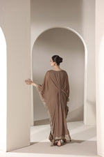 Starstruck by Ain – Mocha Zari Chiffon Embroidered Cape with Crystals SBA6
