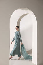 Starstruck by Ain – Sea Green Zari Chiffon 3pc Dress SBA4