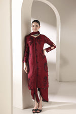 Starstruck by Ain – Crimson Zari Chiffon 3pc Dress with Tulip Shalwar SBA5