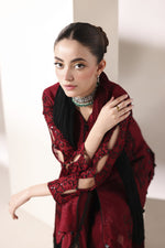 Starstruck by Ain – Crimson Zari Chiffon 3pc Dress with Tulip Shalwar SBA5