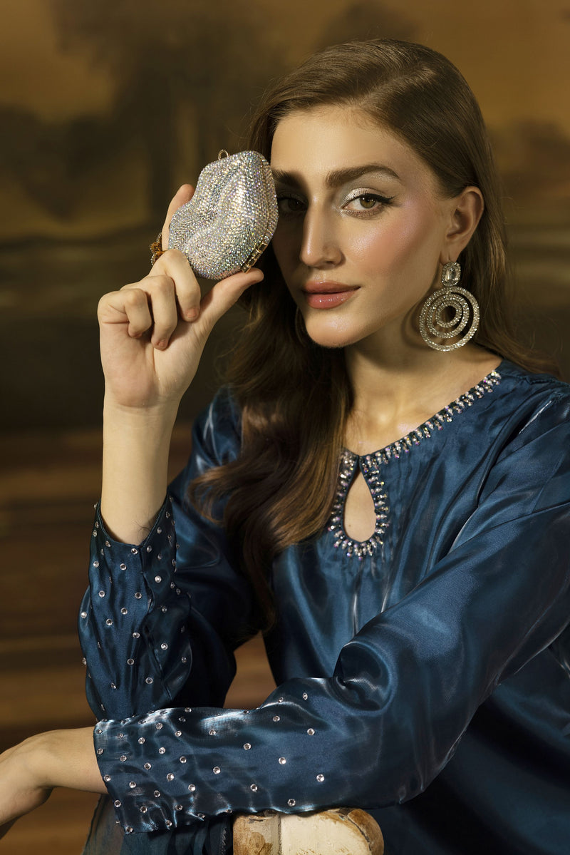 Midnight Blue Silk Farshi Shalwar Pakistani Dress - Farshi Bahaar by M The Zaibai Midnight Blue Silk Farshi Shalwar Pakistani Dress - Farshi Bahaar by M The Zaibai