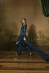 Midnight Blue Silk Farshi Shalwar Pakistani Dress - Farshi Bahaar by Mona FBM7