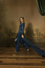 Midnight Blue Silk Farshi Shalwar Pakistani Dress - Farshi Bahaar by Mona FBM7