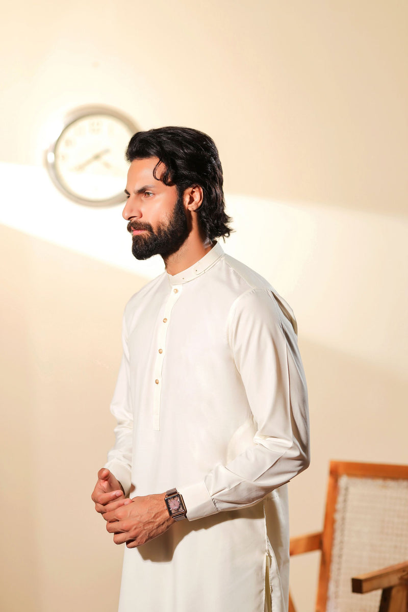 Ally's Off-White Wash & Wear Kurta Shalwar – Ready to Wear | MBA4