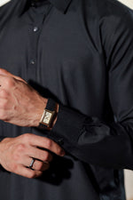 Ally's Black Classic Collar Wash & Wear Kurta Shalwar – Ready to Wear | MBA6
