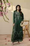Emerald Green Embroidered Silk Dress – Mehek by Mona MBM1