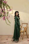 Emerald Green Embroidered Silk Dress – Mehek by Mona MBM1
