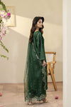 Emerald Green Embroidered Silk Dress – Mehek by Mona MBM1