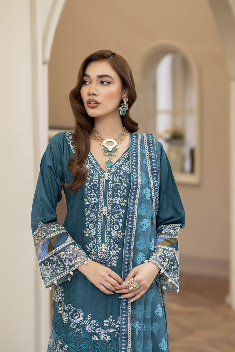 3pc Summer Embroidered Cotton Jacquard Designer Suit Reet by Mona RBY5