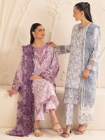3pc Silk Lawn Printed & Embroidered Suit by Mohagni 01
