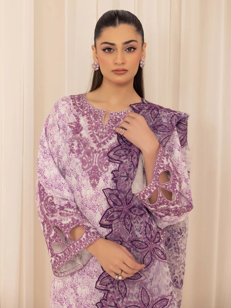 3pc Silk Lawn Printed & Embroidered Suit by Mohagni 01