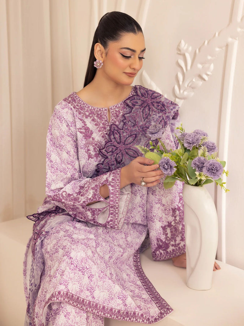 3pc Silk Lawn Printed & Embroidered Suit by Mohagni 01