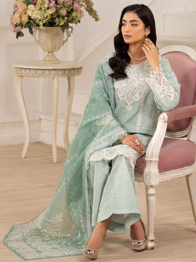 3pc Silk Lawn Printed & Embroidered Suit by Mohagni 10