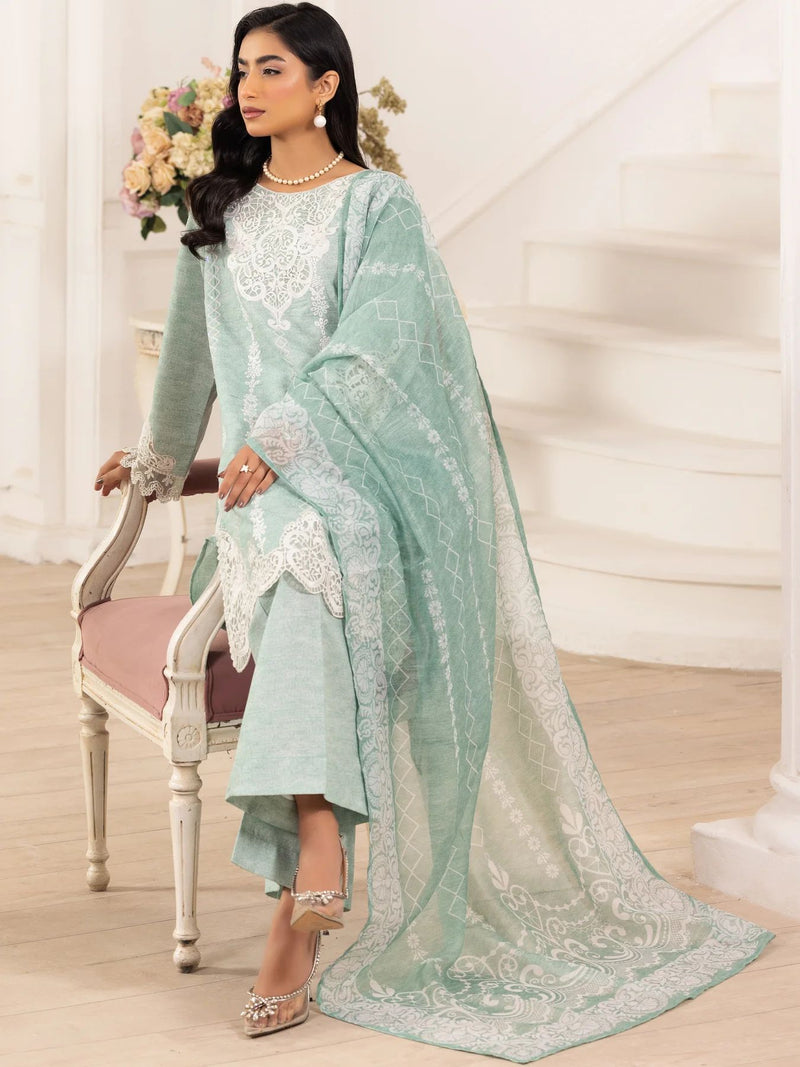 3pc Silk Lawn Printed & Embroidered Suit by Mohagni 10