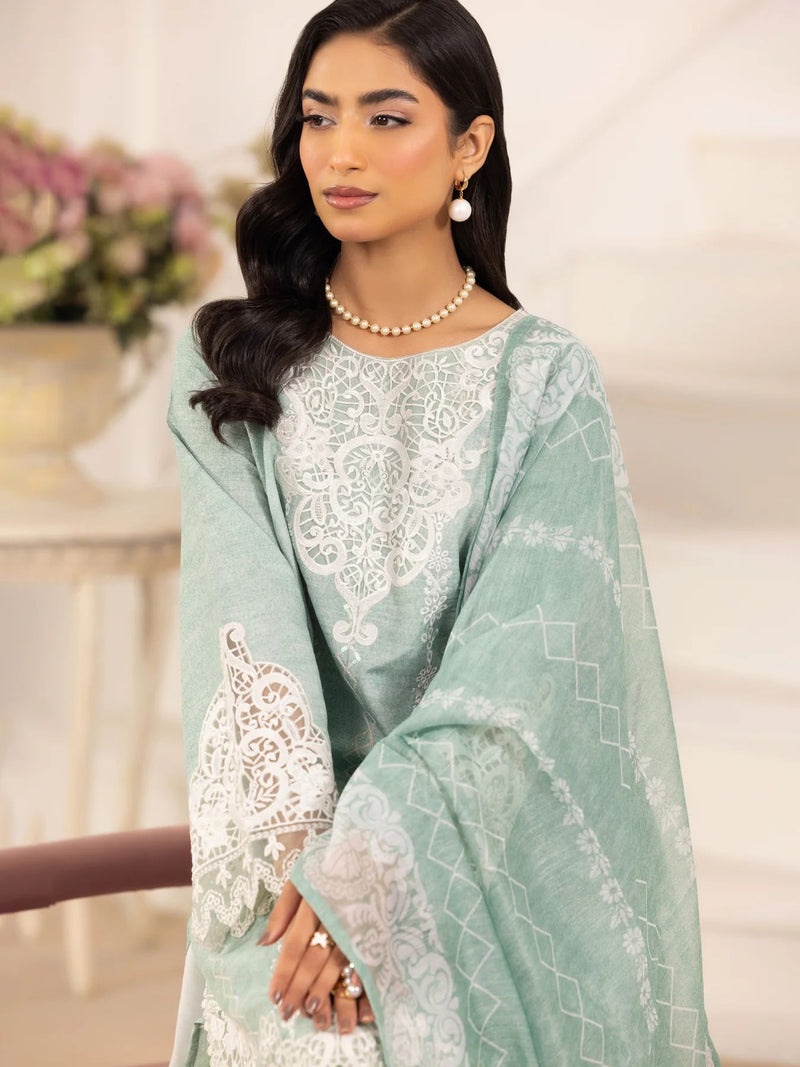 3pc Silk Lawn Printed & Embroidered Suit by Mohagni 10