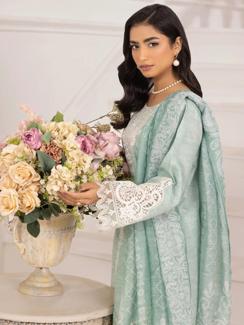 3pc Silk Lawn Printed & Embroidered Suit by Mohagni 10