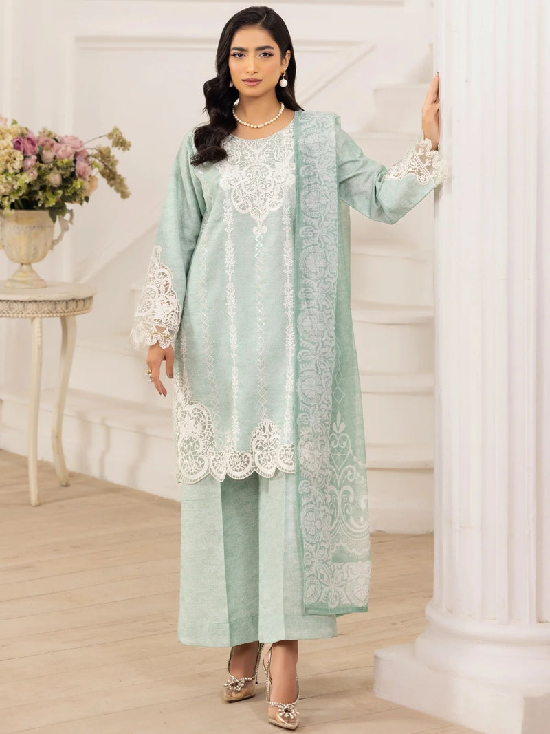 3pc Silk Lawn Printed & Embroidered Suit by Mohagni 10
