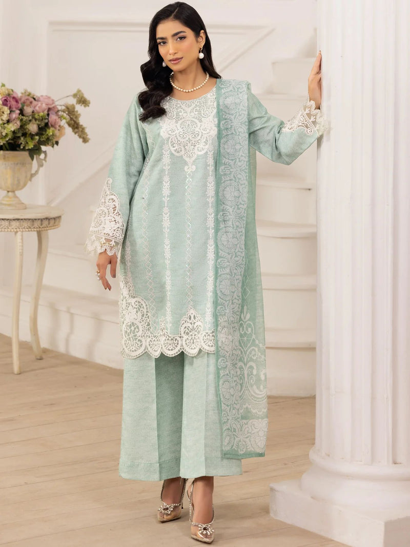 3pc Silk Lawn Printed & Embroidered Suit by Mohagni 10