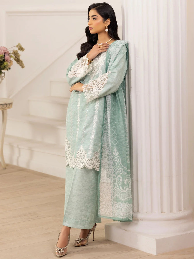 3pc Silk Lawn Printed & Embroidered Suit by Mohagni 10
