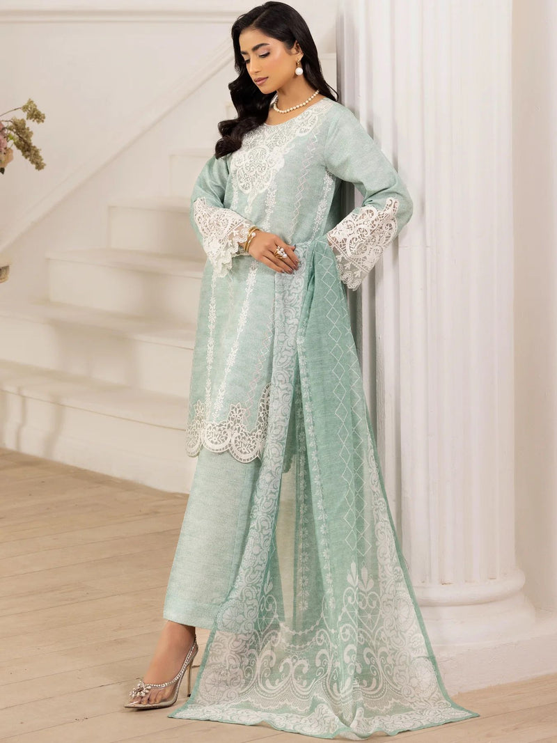 3pc Silk Lawn Printed & Embroidered Suit by Mohagni 10