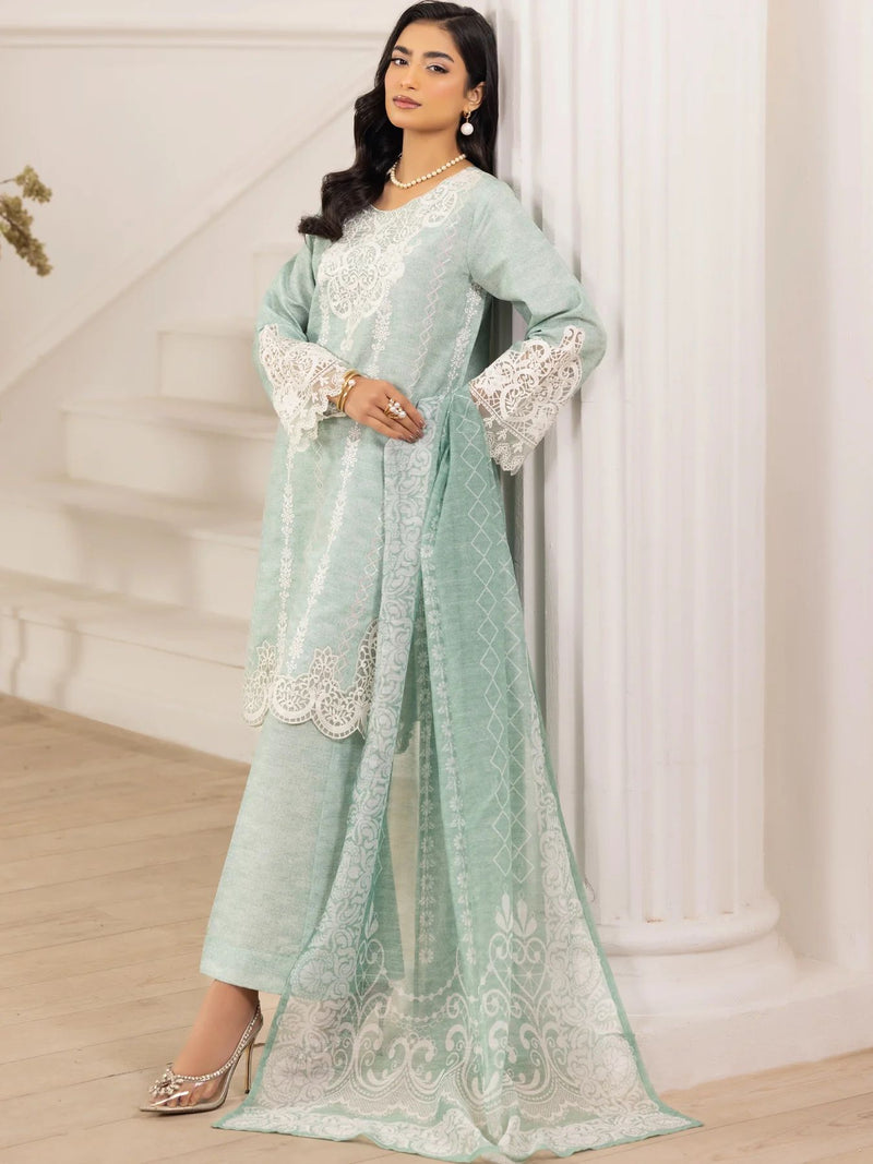 3pc Silk Lawn Printed & Embroidered Suit by Mohagni 10