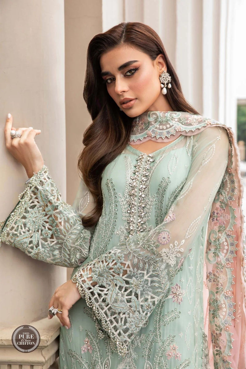 MARIA B READY TO WEAR CHIFFON MINT GREEN 104 The Zaibai MARIA B READY TO WEAR CHIFFON MINT GREEN 104 The Zaibai