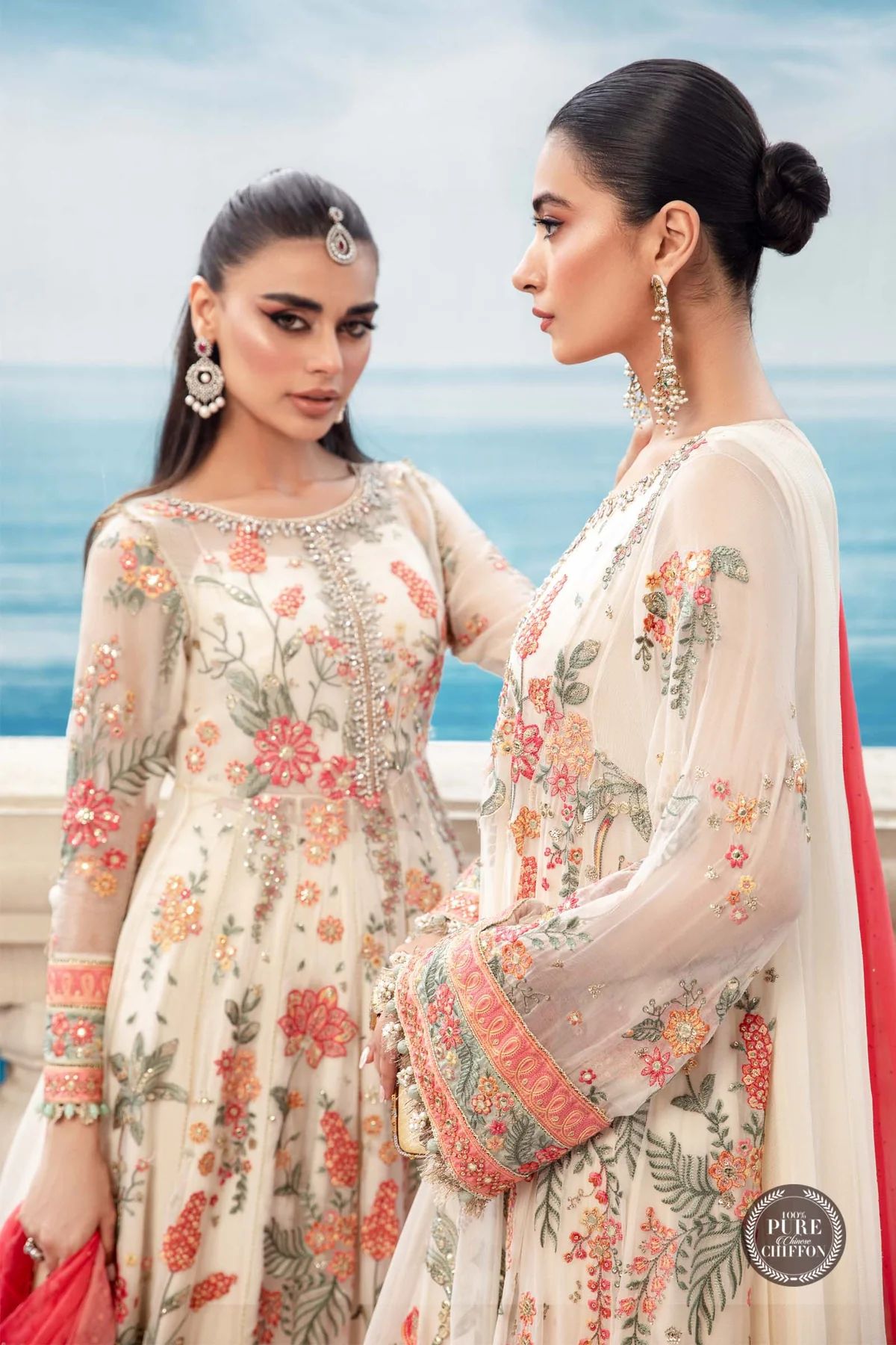sachin and babi light blue dress Maria B Embroidered Chiffon Collection Design 1 Black main image 0