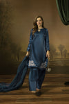 Midnight Blue Silk Farshi Shalwar Pakistani Dress - Farshi Bahaar by Mona FBM7