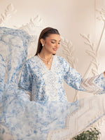 3pc Silk Lawn Printed & Embroidered Suit by Mohagni 02