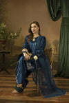 Midnight Blue Silk Farshi Shalwar Pakistani Dress - Farshi Bahaar by Mona FBM7