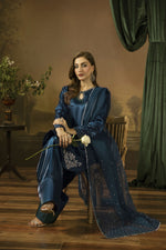 Midnight Blue Silk Farshi Shalwar Pakistani Dress - Farshi Bahaar by Mona FBM7