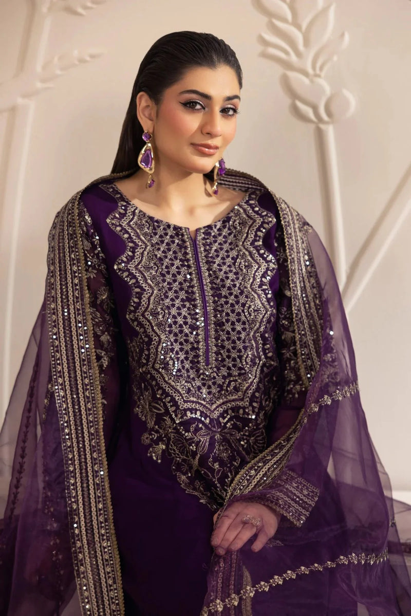 3PC EMBROIDERED CHIFFON LONG DRESS BY MOHAGNI 13