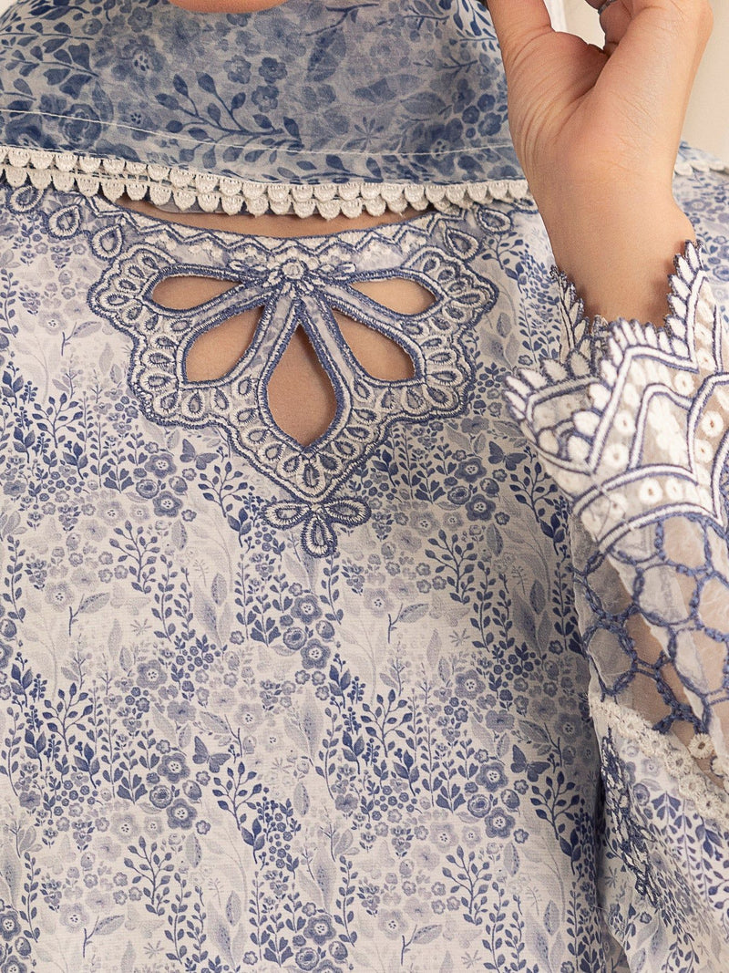 3pc Silk Lawn Printed & Embroidered Suit by Mohagni 03