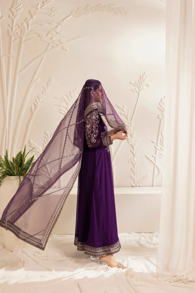 3PC EMBROIDERED CHIFFON LONG DRESS BY MOHAGNI 13