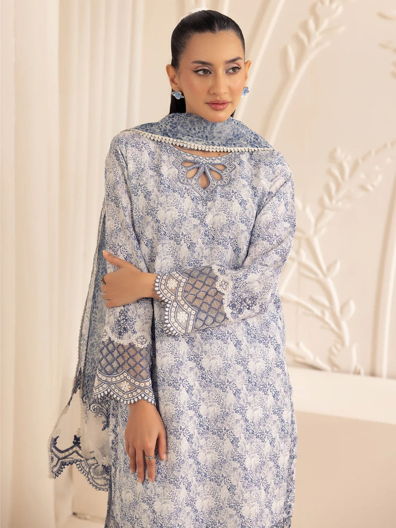 3pc Silk Lawn Printed & Embroidered Suit by Mohagni 03