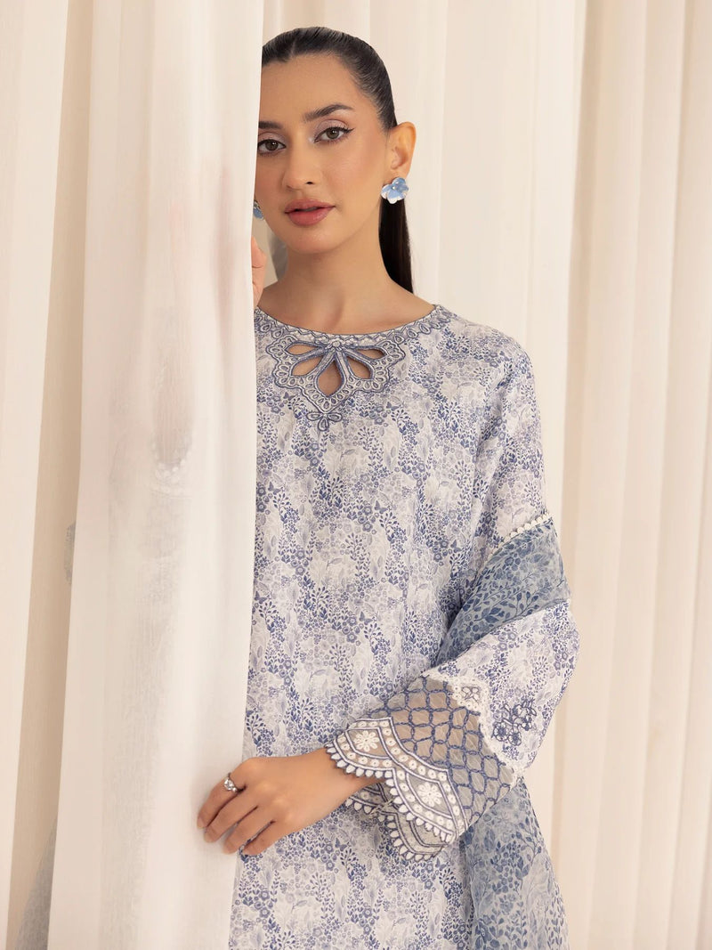 3pc Silk Lawn Printed & Embroidered Suit by Mohagni 03