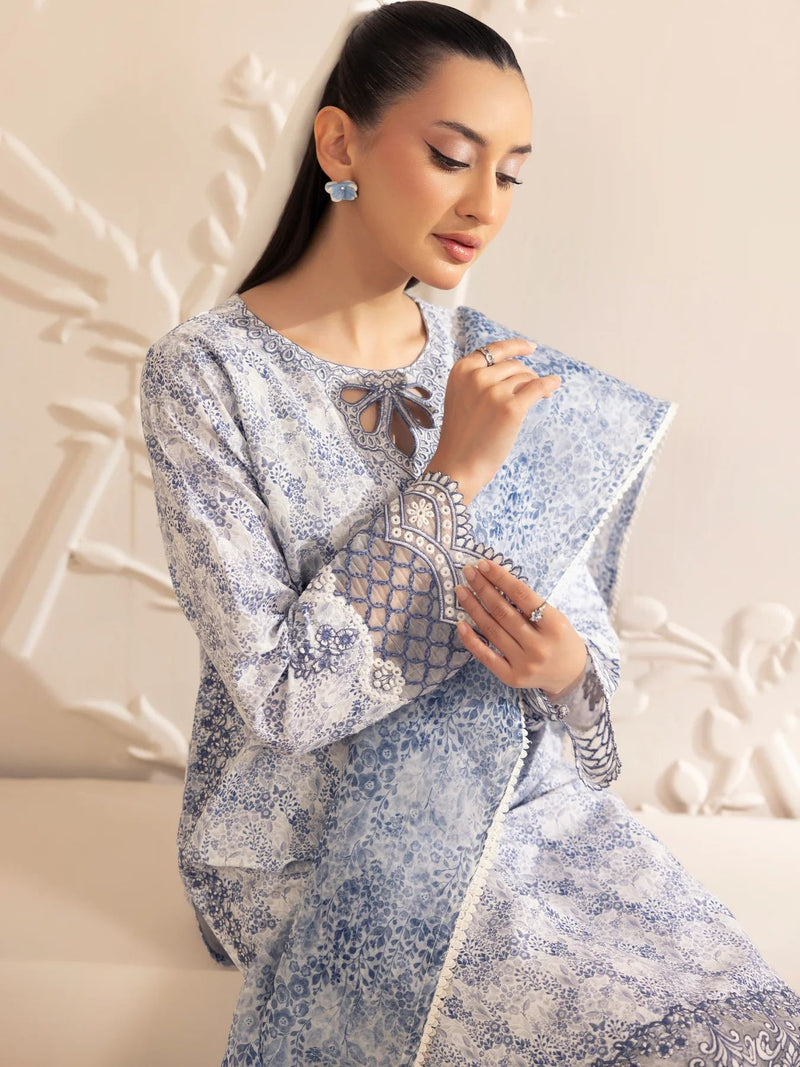 3pc Silk Lawn Printed & Embroidered Suit by Mohagni 03