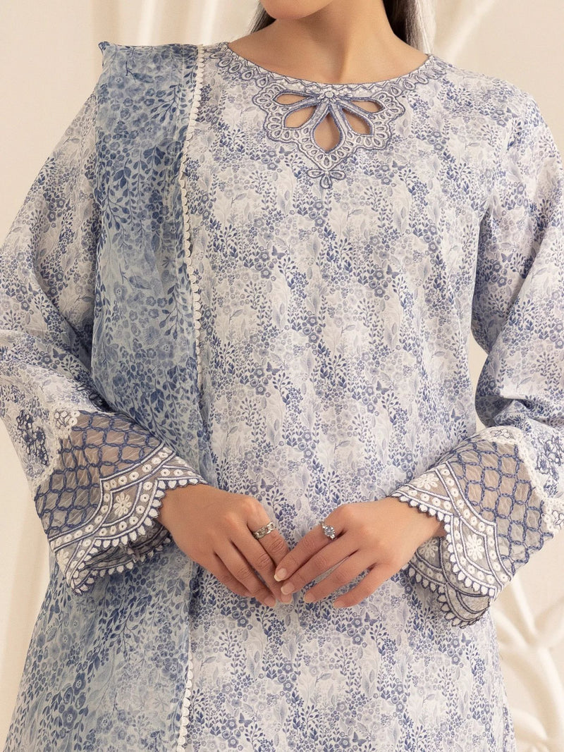 3pc Silk Lawn Printed & Embroidered Suit by Mohagni 03