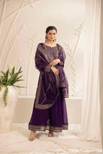 3PC EMBROIDERED CHIFFON LONG DRESS BY MOHAGNI 13