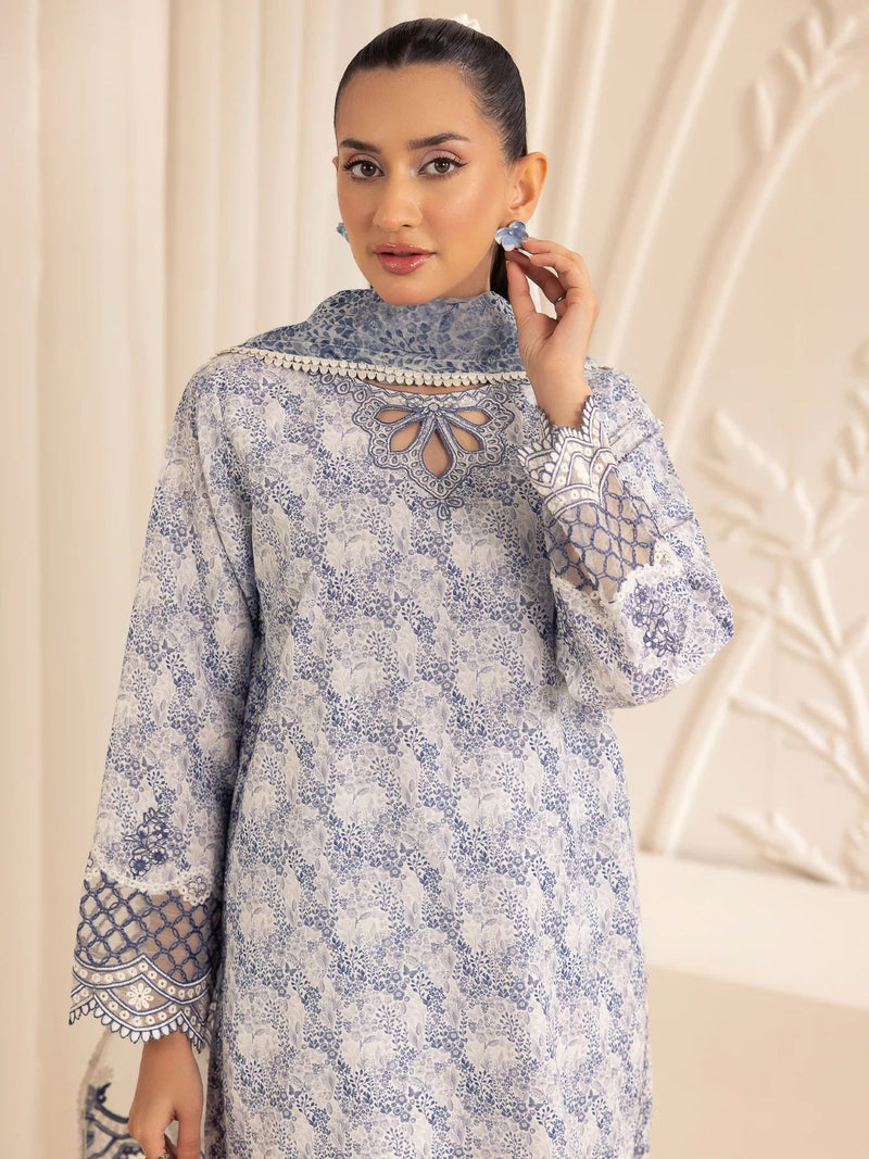 3pc Silk Lawn Printed & Embroidered Suit by Mohagni 03