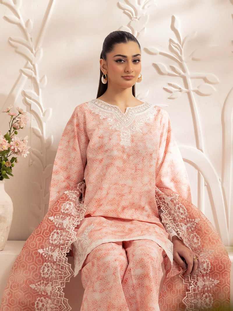 3pc Silk Lawn Printed & Embroidered Suit by Mohagni 04
