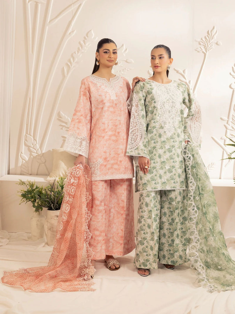 3pc Silk Lawn Printed & Embroidered Suit by Mohagni 04
